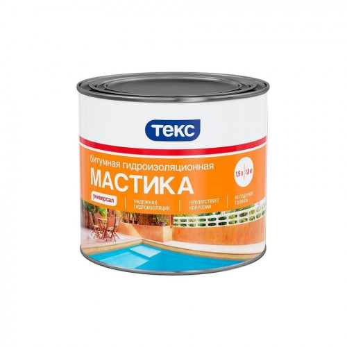 Текс Универсал МАСТИКА битумно гидроизоляционная черный 1,8 кг
