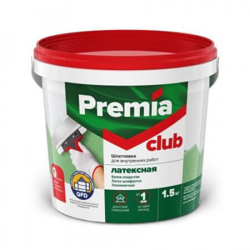 Premia Club Шпатлевка латексная для внутренних работ выравнивающая 1,5 кг