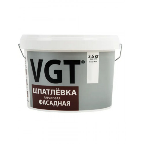Шпатлевка акриловая фасадная водостойкая VGT 3,6 кг
