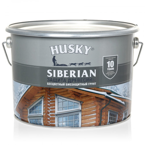 Бесцветный биозащитный грунт для дерева Husky Siberian 9 л