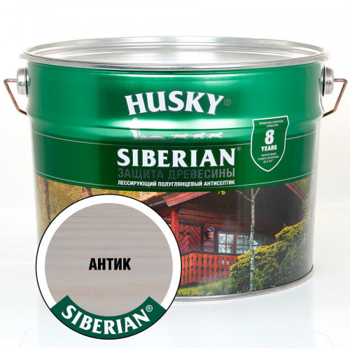 Лазурь для дерева алкидная полуглянцевая Husky Siberian цвет антик 9 л