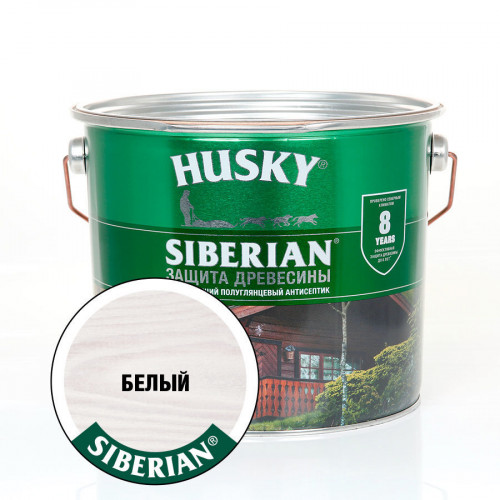 Лазурь для дерева алкидная полуглянцевая Husky Siberian цвет белая 2,7 л