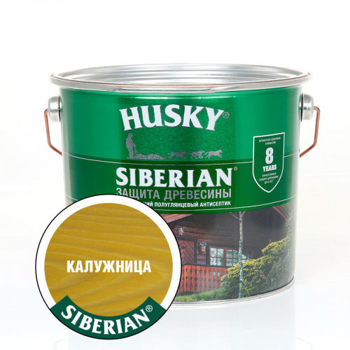 Лазурь для дерева алкидная полуглянцевая Husky Siberian цвет калужница 2,7 л