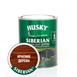 Лазурь для дерева алкидная полуглянцевая Husky Siberian цвет красное дерево 0,9 л