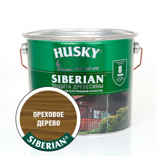 Лазурь для дерева алкидная полуглянцевая Husky Siberian цвет ореховое дерево 2,7 л
