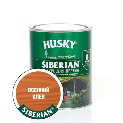Лазурь для дерева алкидная полуглянцевая Husky Siberian цвет осенний клен 0,9 л