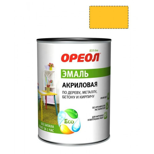 Эмаль Универсальная акриловая Ореол глянцевая желтая 0,9 кг