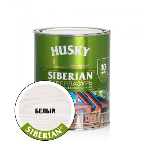 Лазурь-антисептик для дерева алкидная сверхпрочная Husky Siberian Суперлазурь цвет белая 0,9 л