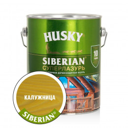 Лазурь-антисептик для дерева алкидная сверхпрочная Husky Siberian Суперлазурь цвет калужница 2,7 л