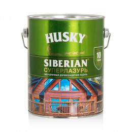 Лазурь-антисептик для дерева алкидная сверхпрочная Husky Siberian Суперлазурь цвет калужница 2,7 л