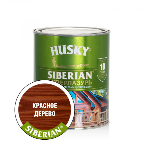 Лазурь-антисептик для дерева алкидная сверхпрочная Husky Siberian Суперлазурь цвет красное дерево 0,9 л