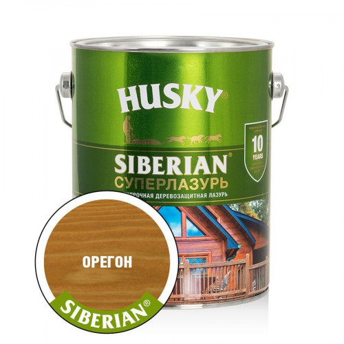 Лазурь-антисептик для дерева алкидная сверхпрочная Husky Siberian Суперлазурь цвет орегон 2,7 л