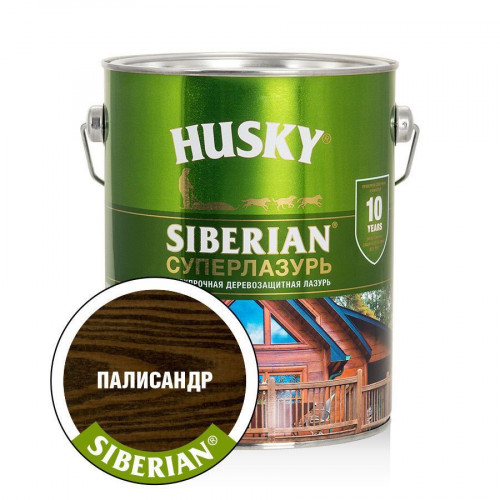 Лазурь-антисептик для дерева алкидная сверхпрочная Husky Siberian Суперлазурь цвет палисандр 2,7 л