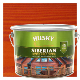 Лазурь-антисептик для дерева алкидная сверхпрочная Husky Siberian Суперлазурь цвет рябина 9 л