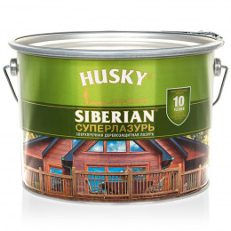 Лазурь-антисептик для дерева алкидная сверхпрочная Husky Siberian Суперлазурь цвет рябина 9 л