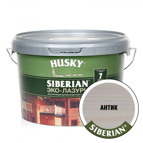 Акриловый антисептик для дерева полуматовый Husky Siberian Эко-Лазурь цвет антик 2,5 л