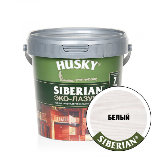 Акриловый антисептик для дерева полуматовый Husky Siberian Эко-Лазурь цвет белая 0,9 л