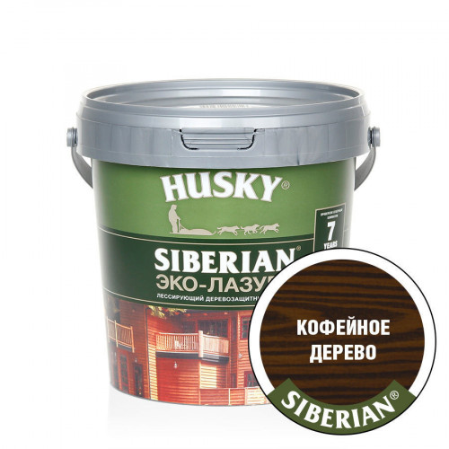 Акриловый антисептик для дерева полуматовый Husky Siberian Эко-Лазурь цвет кофейное дерево 0,9 л