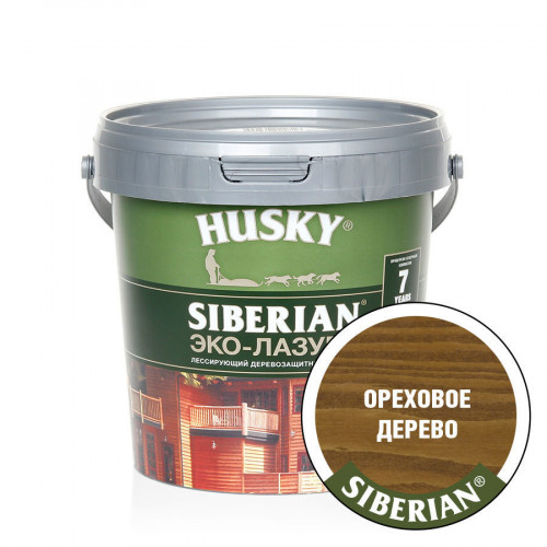 Акриловый антисептик для дерева полуматовый Husky Siberian Эко-Лазурь цвет ореховое дерево 0,9 л