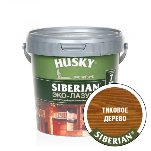 Акриловый антисептик для дерева полуматовый Husky Siberian Эко-Лазурь цвет тиковое дерево 0,9 л