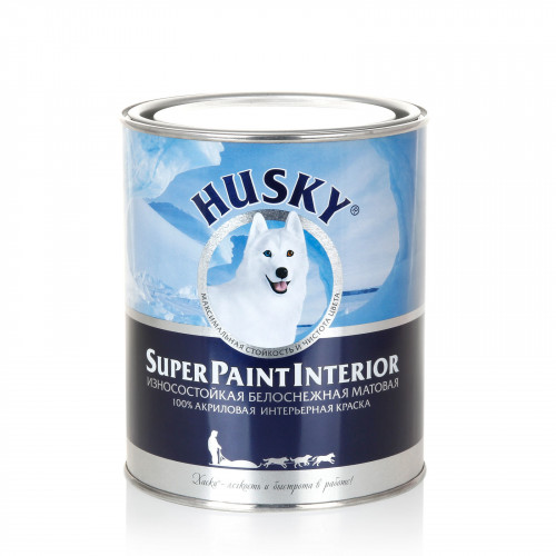 Суперстойкая интерьерная краска Husky Super Paint Interior база А 0,9 л