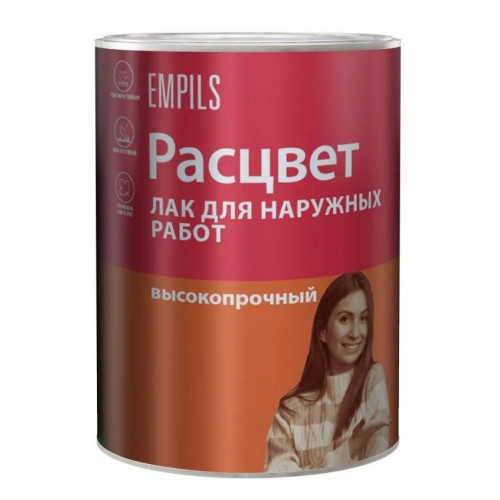 Лак для наружных работ алкидный высокопрочный Расцвет глянцевый 0,8 кг