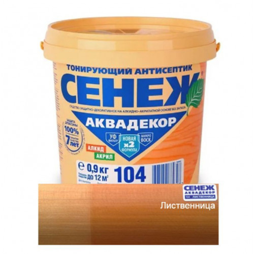 Антисептик тонирующий для дерева Сенеж «Аквадекор» цвет 104 лиственница 0,9 кг