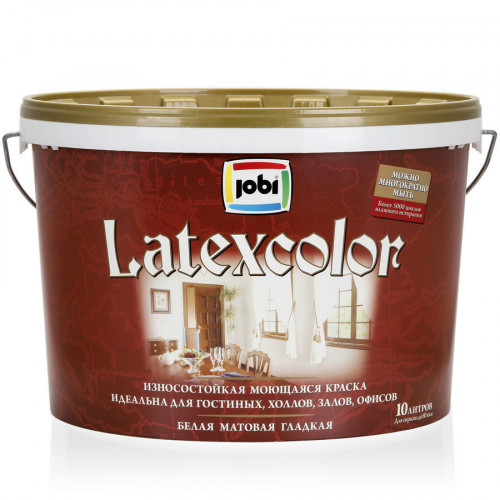 Jobi LATEXCOLOR Краска моющаяся латексная -20С 10 л