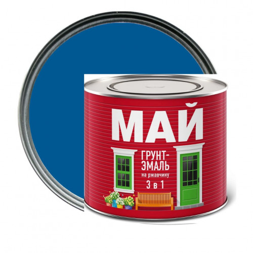 Май "3 в 1" грунт-эмаль по ржавчине синяя 0,8 кг