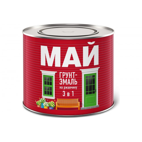Май "3 в 1" грунт-эмаль по ржавчине коричневая 1,9 кг
