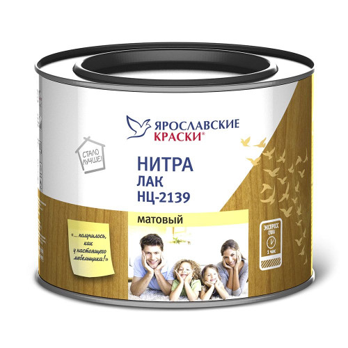 Ярославские краски НЦ-2139 нитралак по дереву, для внутренних работ матовый 1,7 кг