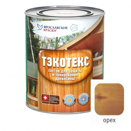Ярославские краски ТЭКОТекс состав для защиты и тонирования древесины орех 0,7л, 0,6 кг