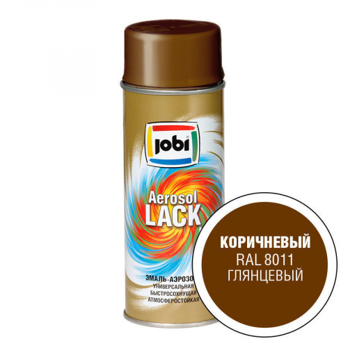 Jobi Эмаль аэрозольная глянцевая коричневая RAL 8011 400 мл