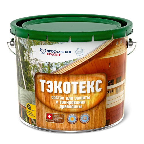 Ярославские краски ТЭКОТекс состав для защиты и тонирования древесины орех 9 л, 7,6 кг