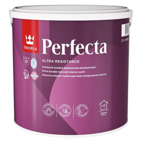 Краска износостойкая интерьерная Tikkurila Perfecta глубокоматовая база A 2,7 л