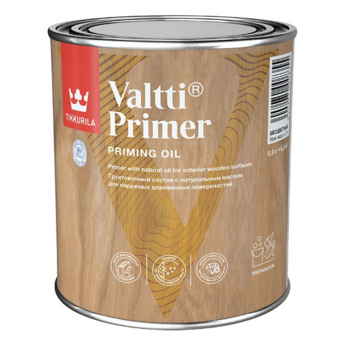 Бесцветный грунтовочный антисептик с маслом Tikkurila Valtti Primer 0,9 л