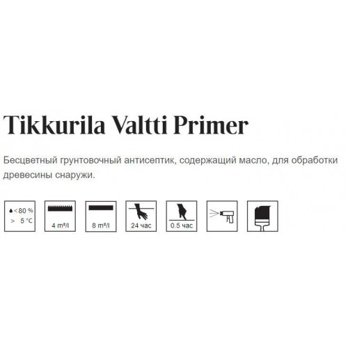 Бесцветный грунтовочный антисептик с маслом Tikkurila Valtti Primer 2,7 л