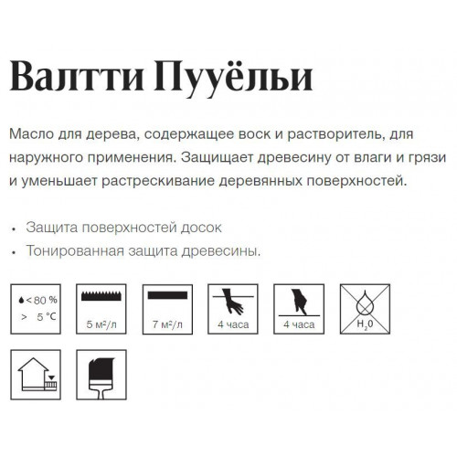 Масло для древесины органоразбавляемое для наружных работ Tikkurila Valtti Puuoliy 0,9 л