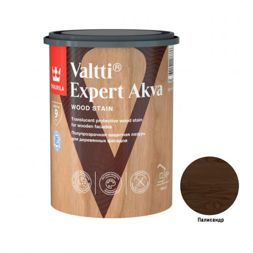 Высокоэффективная декоративно-защитная лазурь Tikkurila Valtti Expert Akva цвет палисандр 0,9 л
