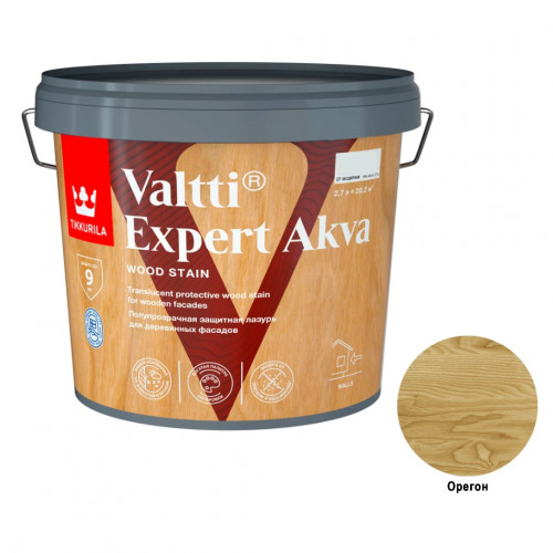 Высокоэффективная декоративно-защитная лазурь Tikkurila Valtti Expert Akva цвет орегон 2,7 л