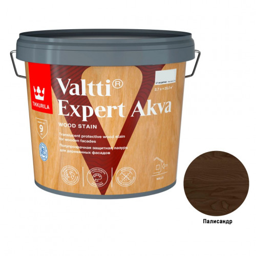 Высокоэффективная декоративно-защитная лазурь Tikkurila Valtti Expert Akva цвет палисандр 2,7 л
