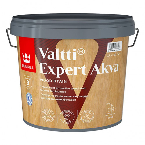 Высокоэффективная декоративно-защитная лазурь Tikkurila Valtti Expert Akva цвет сосна 2,7 л
