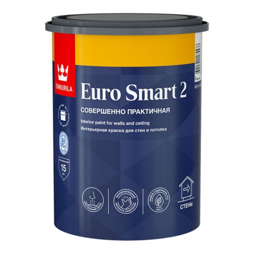 Краска интерьерная для стен и потолка Tikkurila Euro Smart 2 0,9 л