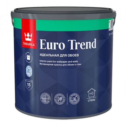 Краска интерьерная для обоев и стен Tikkurila Euro Trend база A 2,7 л