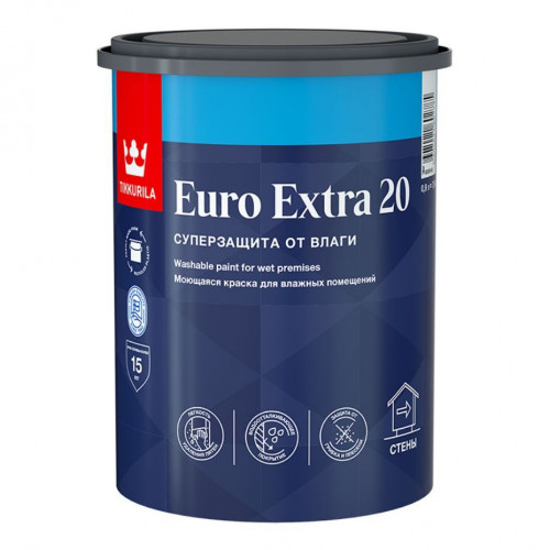 Краска моющаяся для влажных помещений Tikkurila Euro Extra 20 база C 0,9 л