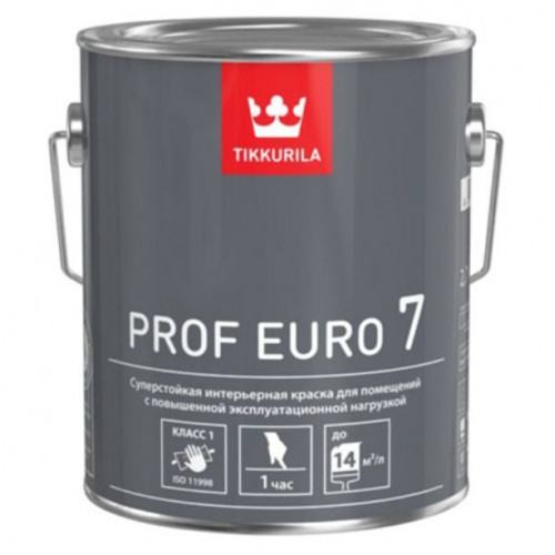 Краска интерьерная суперстойкая моющаяся Tikkurila Prof Euro 7 матовая база A 0,9 л