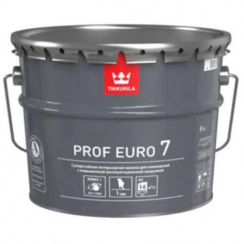 Краска интерьерная суперстойкая моющаяся Tikkurila Prof Euro 7 матовая база C 9 л