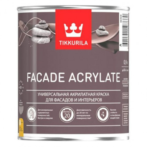 Универсальная краска для фасадов и интерьеров Tikkurila Facade Acrylate база C 0,9 л