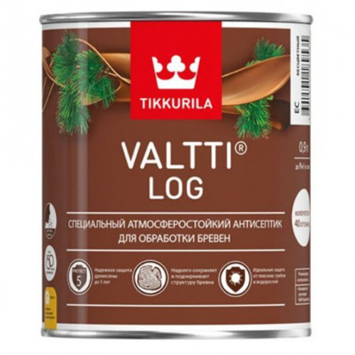 Атмосферостойкий антисептик для бревен Tikkurila Valtti Log цвет бесцветный 0,9 л