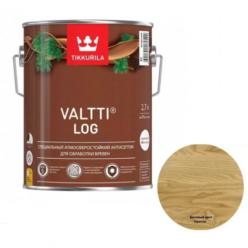 Атмосферостойкий антисептик для бревен Tikkurila Valtti Log цвет орегон 2,7 л